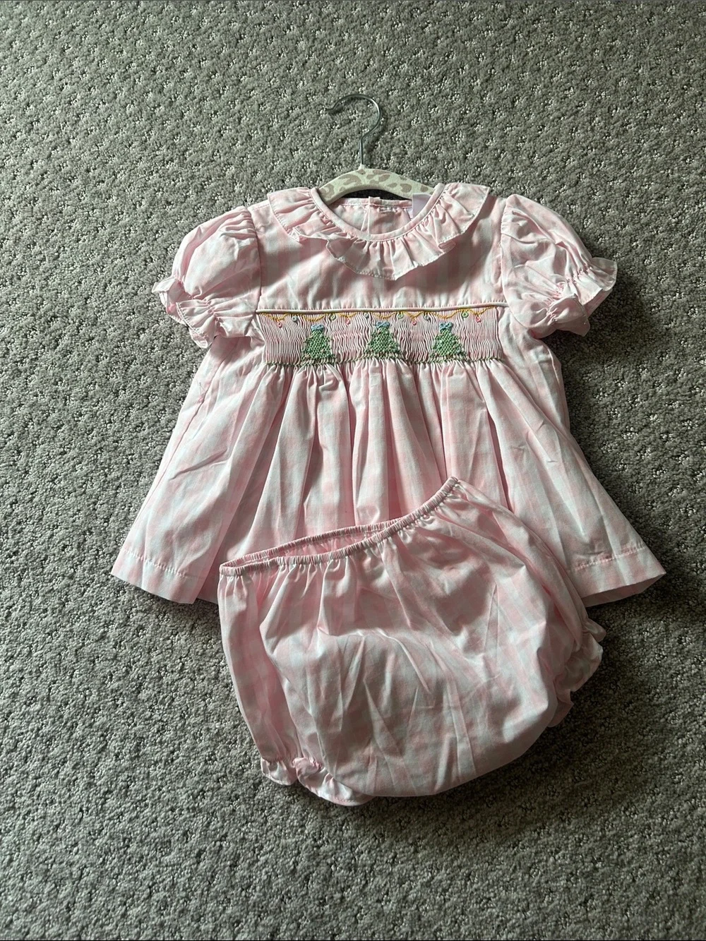 Stitchy Fish Christmas Smocked Diaper Set